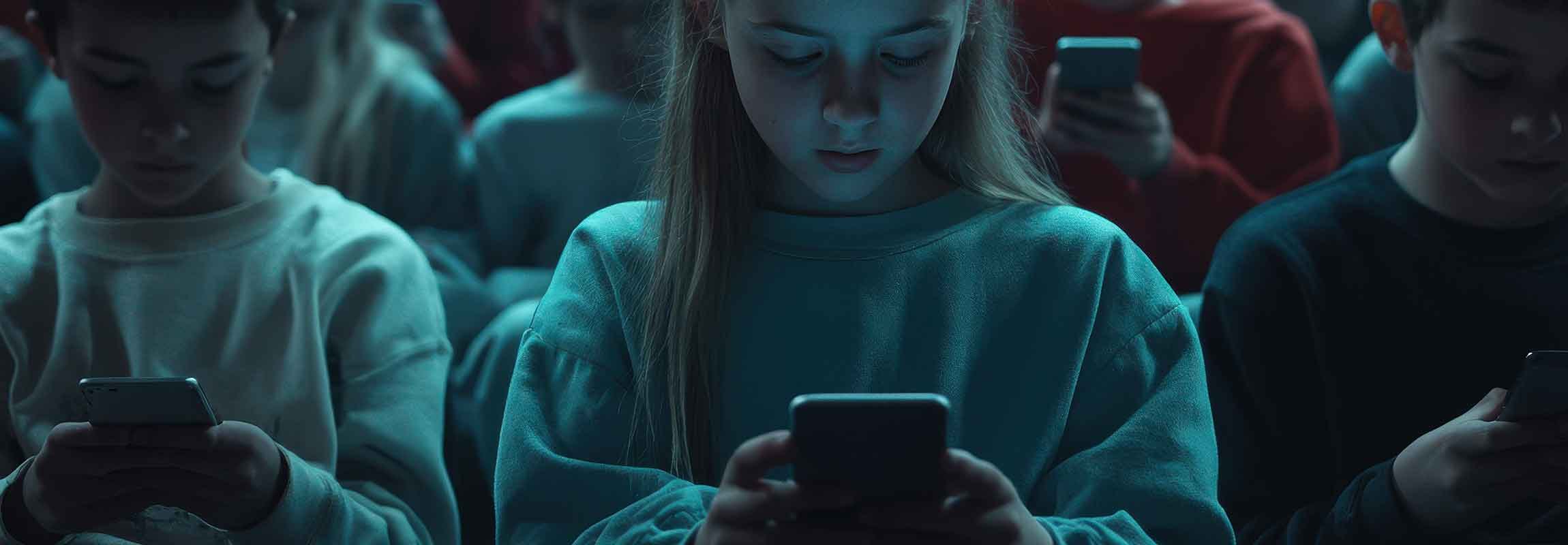 Children Staring at phones